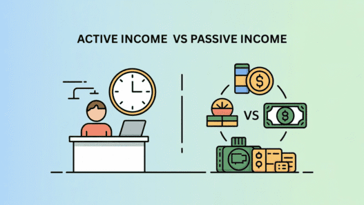 Passive income vs active income infographic – visual comparison